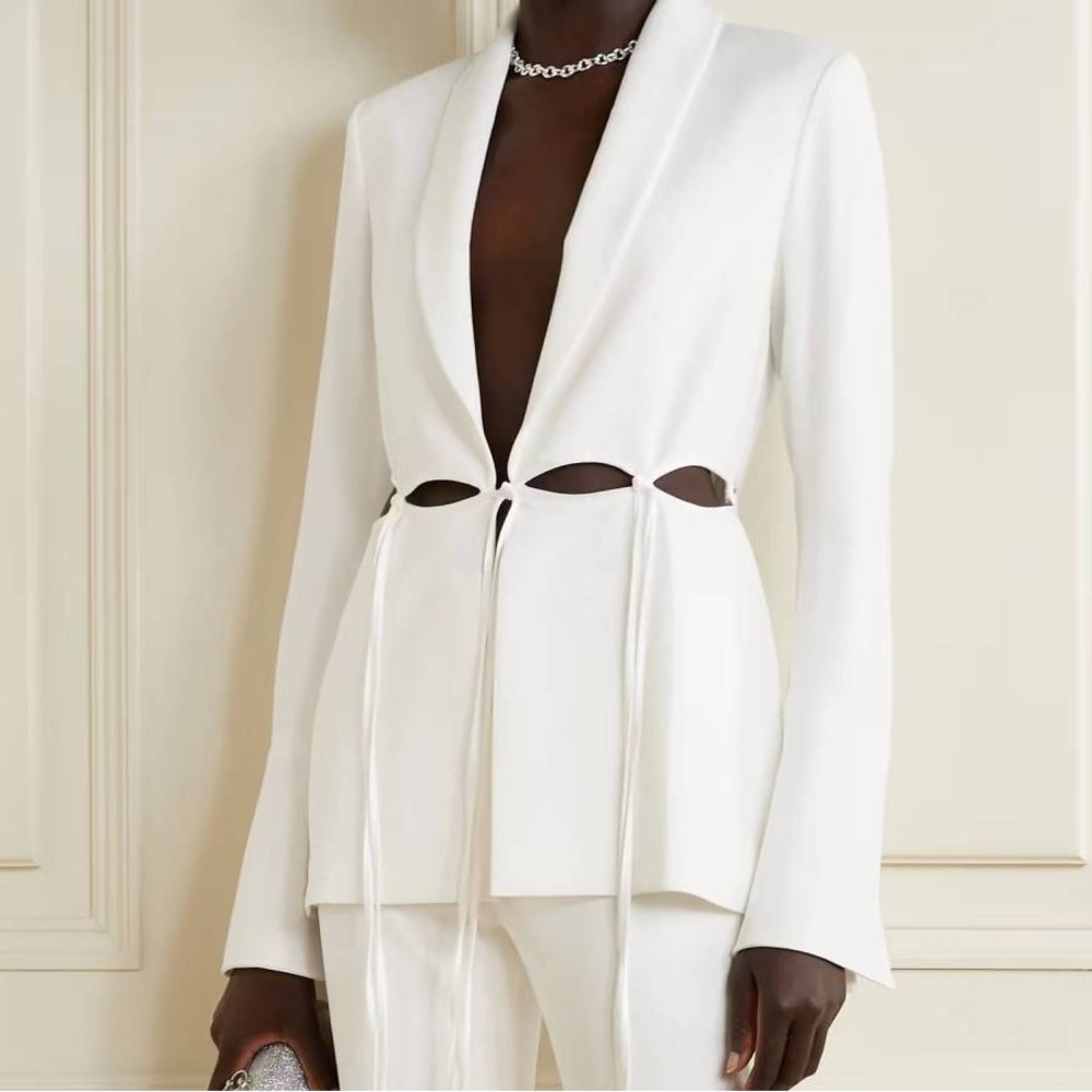 Galvan London Ellipse cutout satin-trimmed crepe blazer